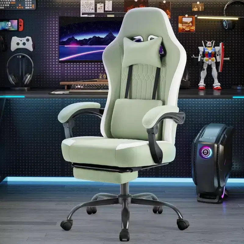 Sedia da ufficio ergonomica con sedile a molle insacchettate, sedia da gaming con capacità di 136 kg, cuscino lombare regolabile e poggiapiedi per adulti e studenti