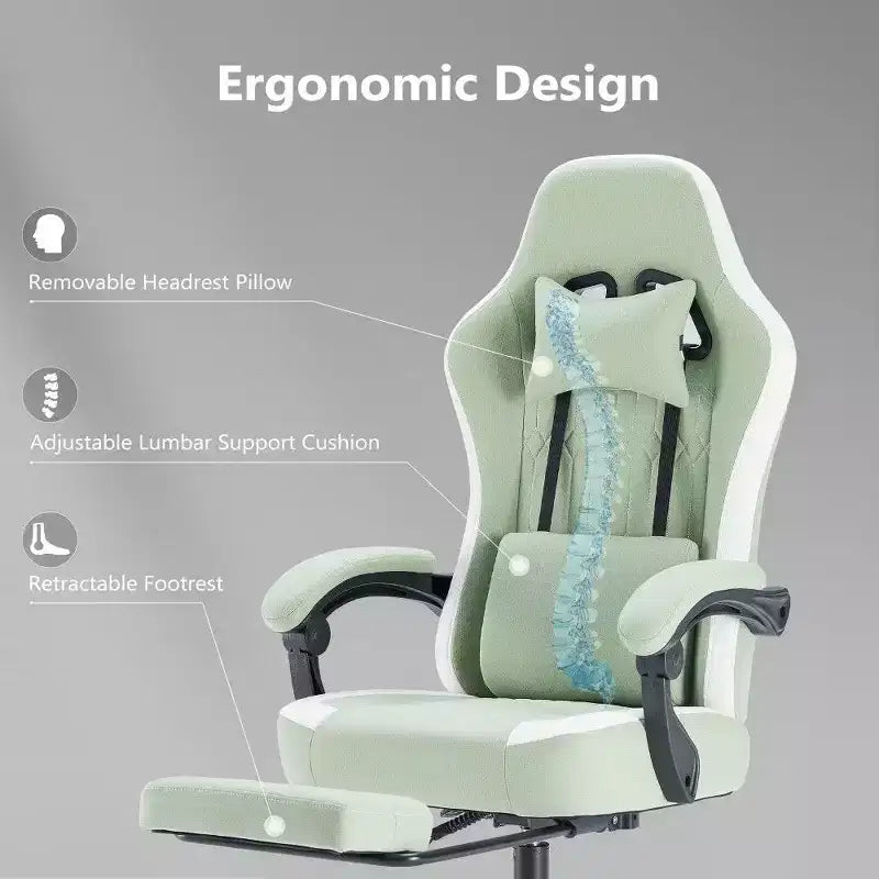 Sedia da ufficio ergonomica con sedile a molle insacchettate, sedia da gaming con capacità di 136 kg, cuscino lombare regolabile e poggiapiedi per adulti e studenti