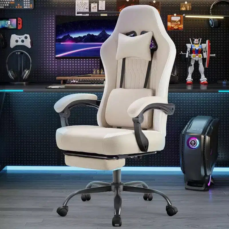 Sedia da ufficio ergonomica con sedile a molle insacchettate, sedia da gaming con capacità di 136 kg, cuscino lombare regolabile e poggiapiedi per adulti e studenti