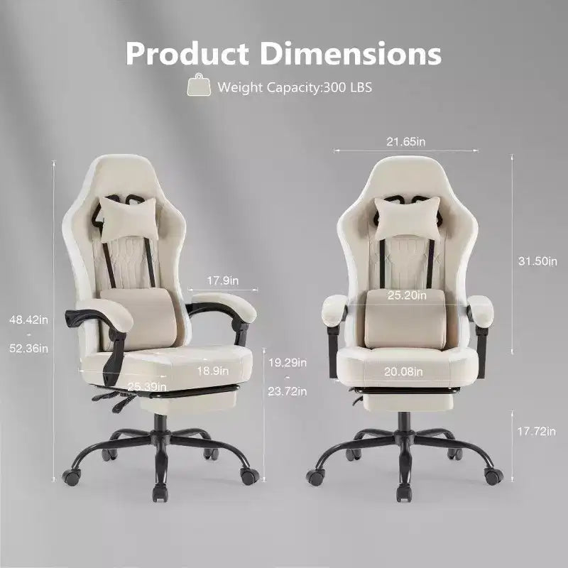 Sedia da ufficio ergonomica con sedile a molle insacchettate, sedia da gaming con capacità di 136 kg, cuscino lombare regolabile e poggiapiedi per adulti e studenti