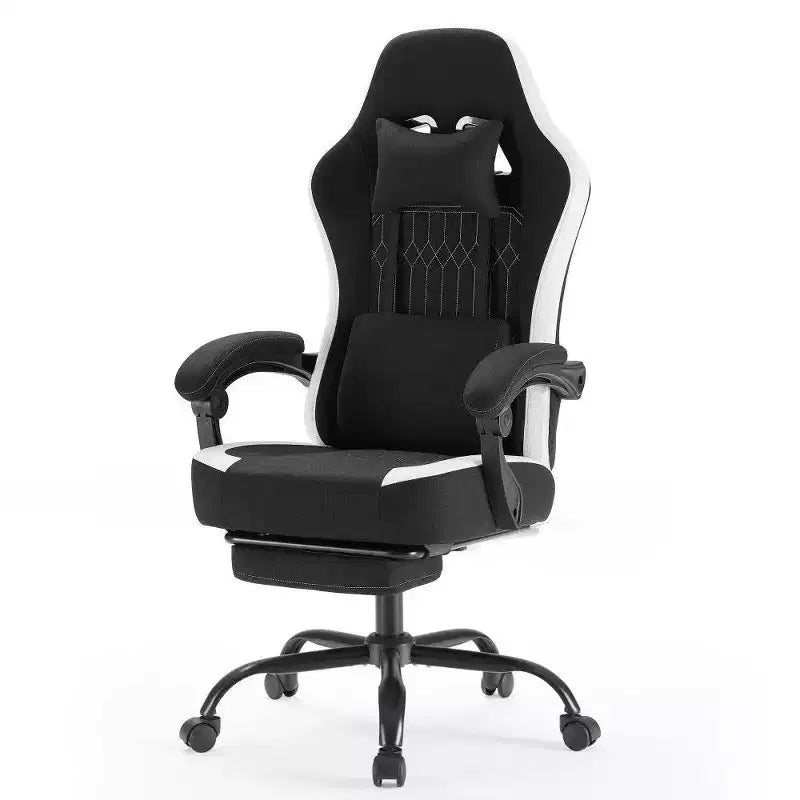 Sedia da ufficio ergonomica con sedile a molle insacchettate, sedia da gaming con capacità di 136 kg, cuscino lombare regolabile e poggiapiedi per adulti e studenti