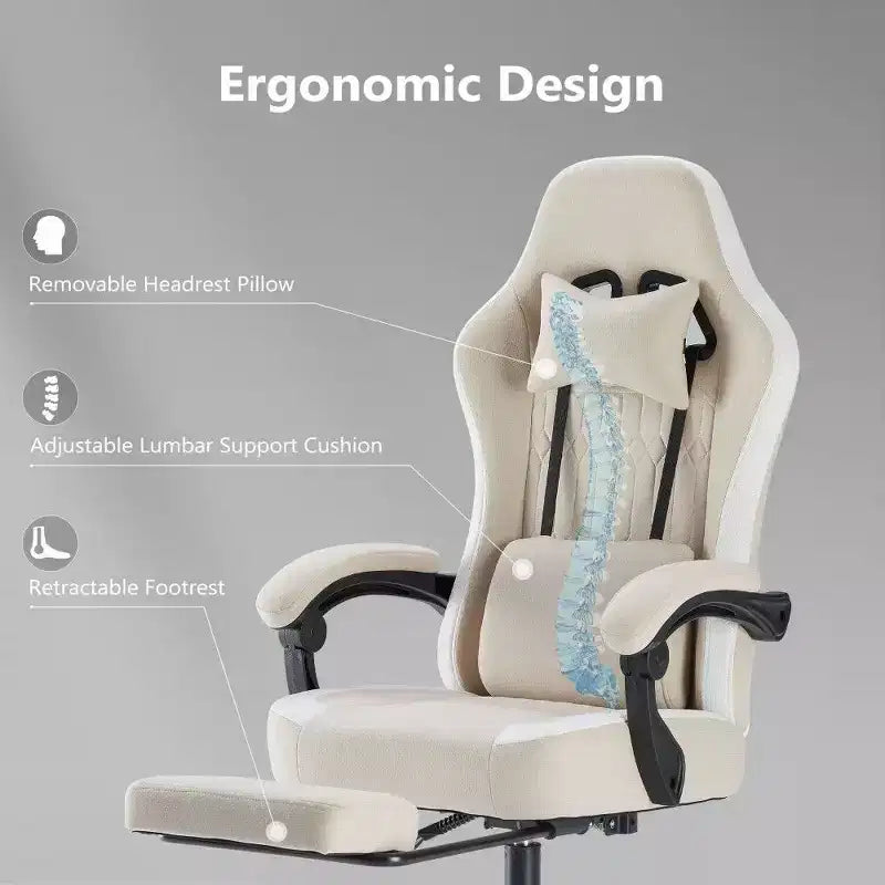 Sedia da ufficio ergonomica con sedile a molle insacchettate, sedia da gaming con capacità di 136 kg, cuscino lombare regolabile e poggiapiedi per adulti e studenti