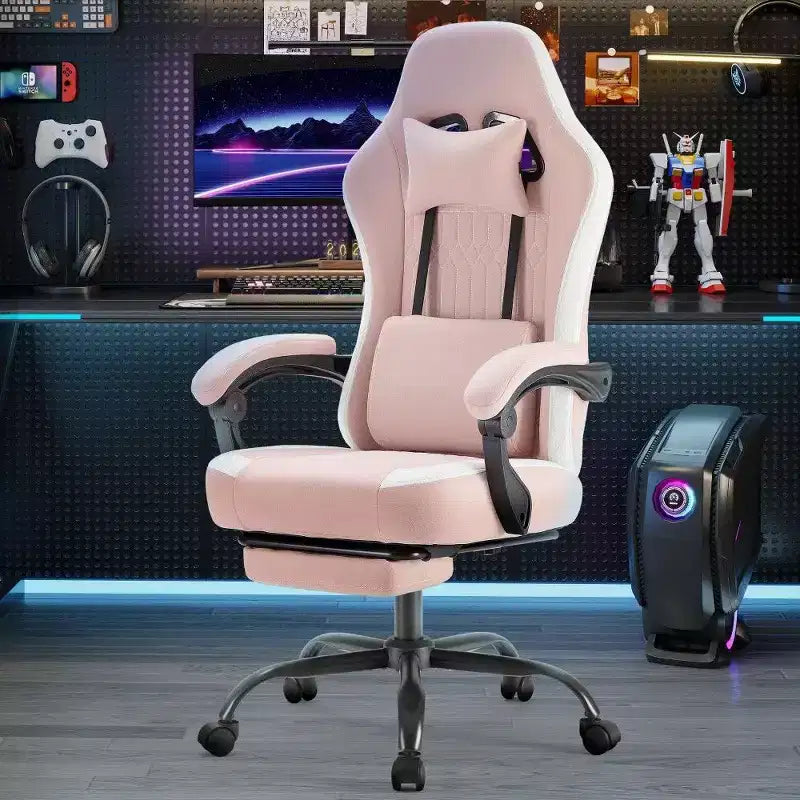 Sedia da ufficio ergonomica con sedile a molle insacchettate, sedia da gaming con capacità di 136 kg, cuscino lombare regolabile e poggiapiedi per adulti e studenti