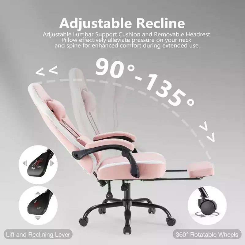 Sedia da ufficio ergonomica con sedile a molle insacchettate, sedia da gaming con capacità di 136 kg, cuscino lombare regolabile e poggiapiedi per adulti e studenti