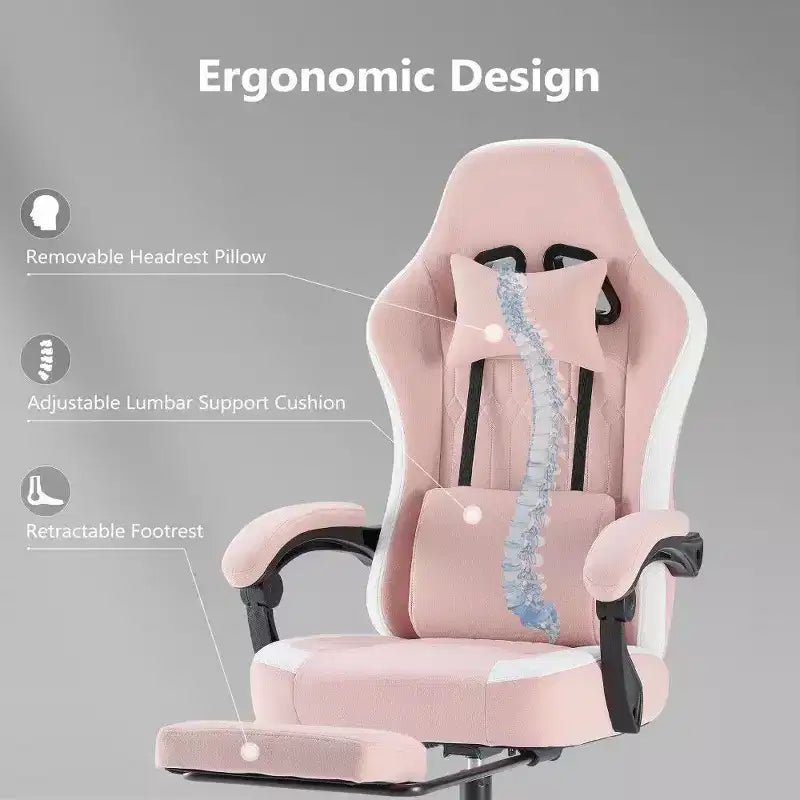 Sedia da ufficio ergonomica con sedile a molle insacchettate, sedia da gaming con capacità di 136 kg, cuscino lombare regolabile e poggiapiedi per adulti e studenti