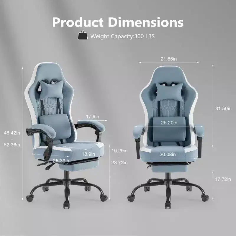 Sedia da ufficio ergonomica con sedile a molle insacchettate, sedia da gaming con capacità di 136 kg, cuscino lombare regolabile e poggiapiedi per adulti e studenti