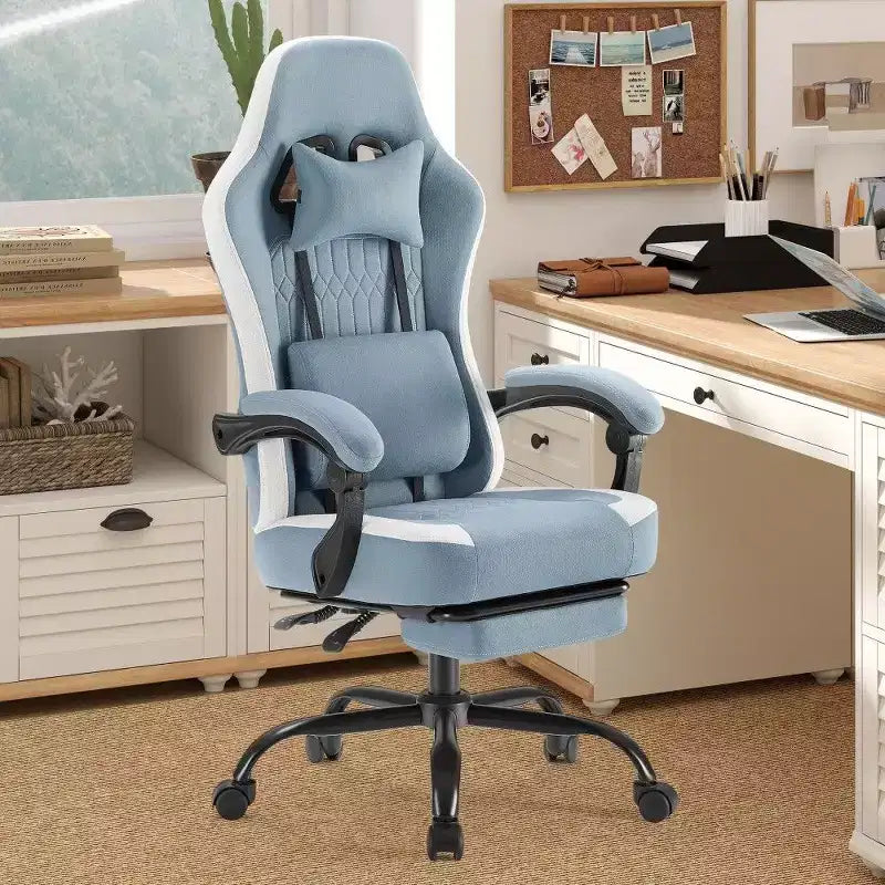 Sedia da ufficio ergonomica con sedile a molle insacchettate, sedia da gaming con capacità di 136 kg, cuscino lombare regolabile e poggiapiedi per adulti e studenti