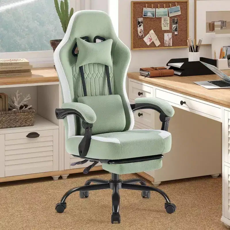 Sedia da ufficio ergonomica con sedile a molle insacchettate, sedia da gaming con capacità di 136 kg, cuscino lombare regolabile e poggiapiedi per adulti e studenti