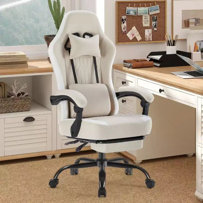 Sedia da ufficio ergonomica con sedile a molle insacchettate, sedia da gaming con capacità di 136 kg, cuscino lombare regolabile e poggiapiedi per adulti e studenti