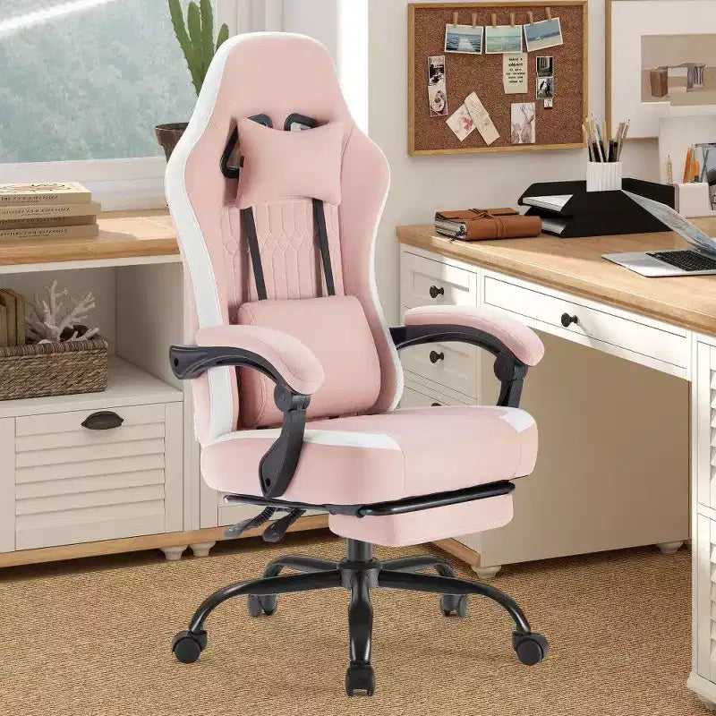Sedia da ufficio ergonomica con sedile a molle insacchettate, sedia da gaming con capacità di 136 kg, cuscino lombare regolabile e poggiapiedi per adulti e studenti