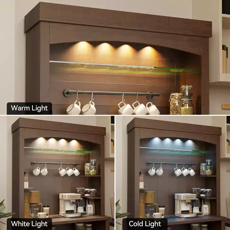 Mobile bar da caffè con luci a LED Mobile da buffet alto 182 cm con contenitore