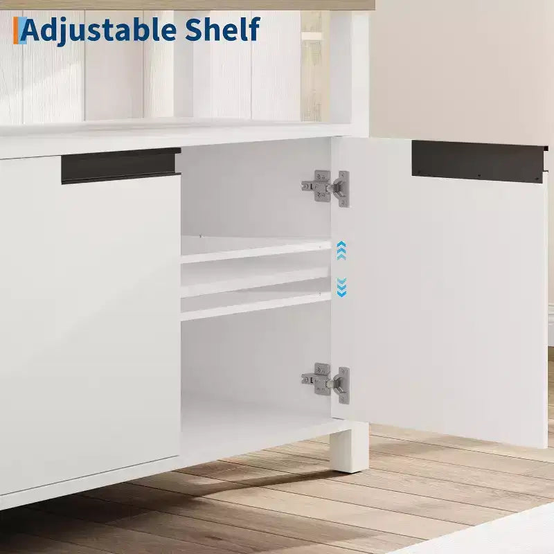 Mobile TV rustico per TV da 70 pollici, mobile da intrattenimento lungo 160 cm con contenitore e ripiano aperto, porta TV grande, moderno tavolo console multimediale alto
