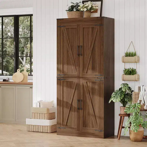 Dispensa da Cucina Alta 71", Mobile Contenitore Indipendente con Ripiani Regolabili, Armadietto in Legno per Bar da Caffè per Soggiorno Cucina