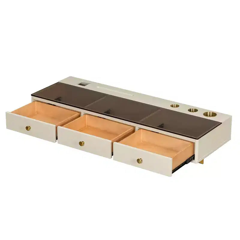 Scrivania multiuso a parete con cassetto, Toeletta per trucco con ripiano in vetro, Toeletta compatta per camera da letto, Parrucchieri