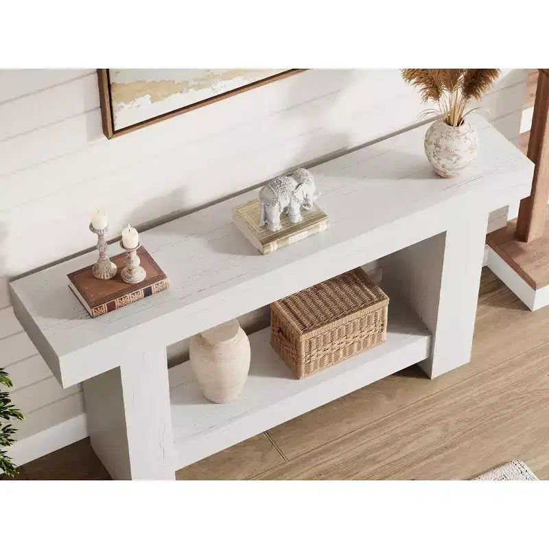 Tavolo Consolle Lungo a 2 Livelli, Tavolo da Divano in Stile Rustico per Ingresso, Dietro al Divano, Corridoio, Soggiorno
