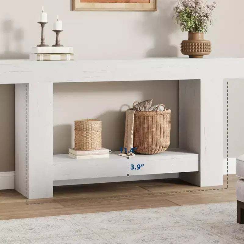 Tavolo Consolle Lungo a 2 Livelli, Tavolo da Divano in Stile Rustico per Ingresso, Dietro al Divano, Corridoio, Soggiorno