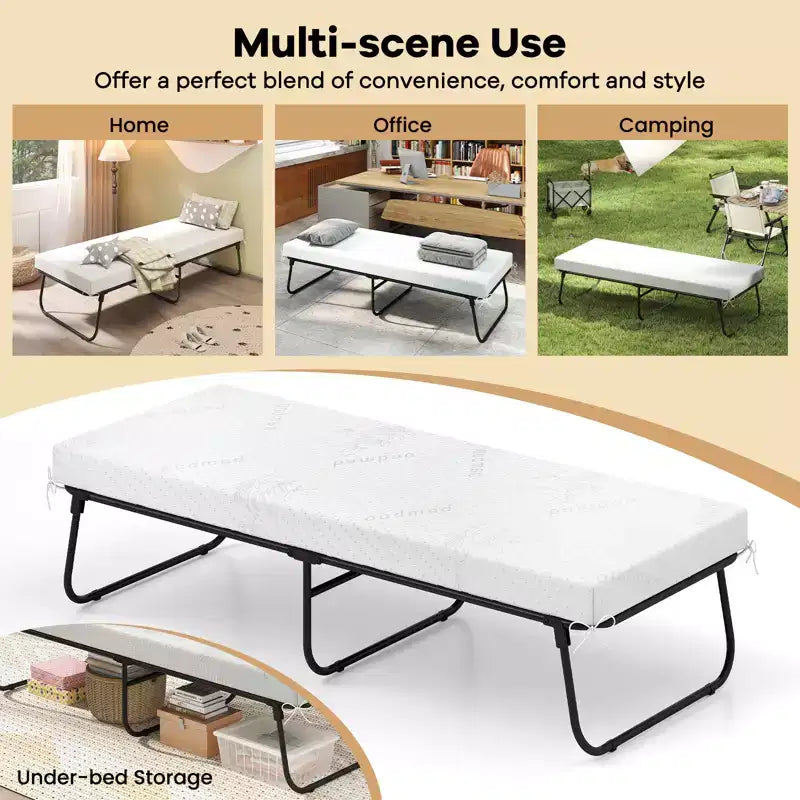 Costway 75 x 31 Folding Bed w/ Memory Foam Breathable Mesh & Heavy-Duty Metal Frame