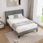 Base letto imbottita full size con tasche elastiche Materasso Foundation grigio