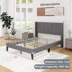 Base letto imbottita full size con tasche elastiche Materasso Foundation grigio