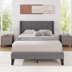 Base letto imbottita full size con tasche elastiche Materasso Foundation grigio