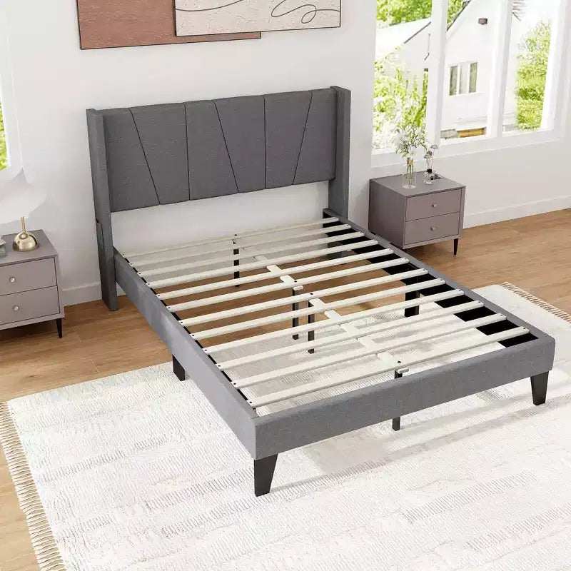 Base letto imbottita full size con tasche elastiche Materasso Foundation grigio