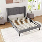 Base letto imbottita full size con tasche elastiche Materasso Foundation grigio