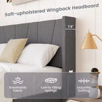 Base letto imbottita full size con tasche elastiche Materasso Foundation grigio