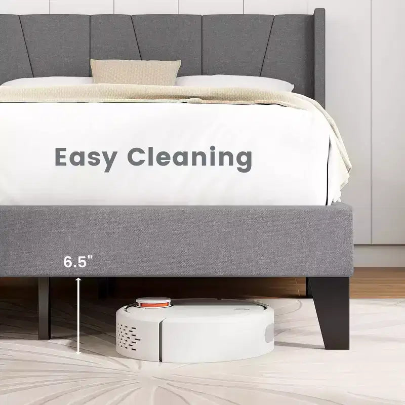 Base letto imbottita full size con tasche elastiche Materasso Foundation grigio
