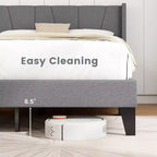 Base letto imbottita full size con tasche elastiche Materasso Foundation grigio
