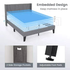 Base letto imbottita full size con tasche elastiche Materasso Foundation grigio
