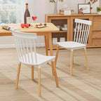 Sedie da pranzo con schienale a fuso e sedute curve