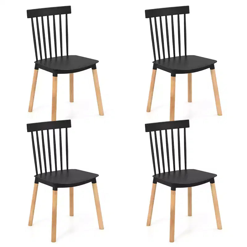 Costway Set of 4 Windsor Dining Chairs Dining Chairs w/ Spindle Backs & Curved Seats