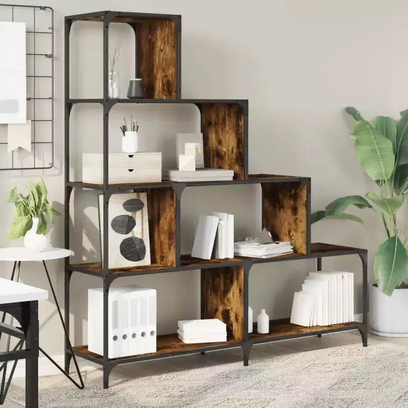 vidaXL Bookcase 4-Stair Storage Bookshelf Display Cabinet Engineered Wood