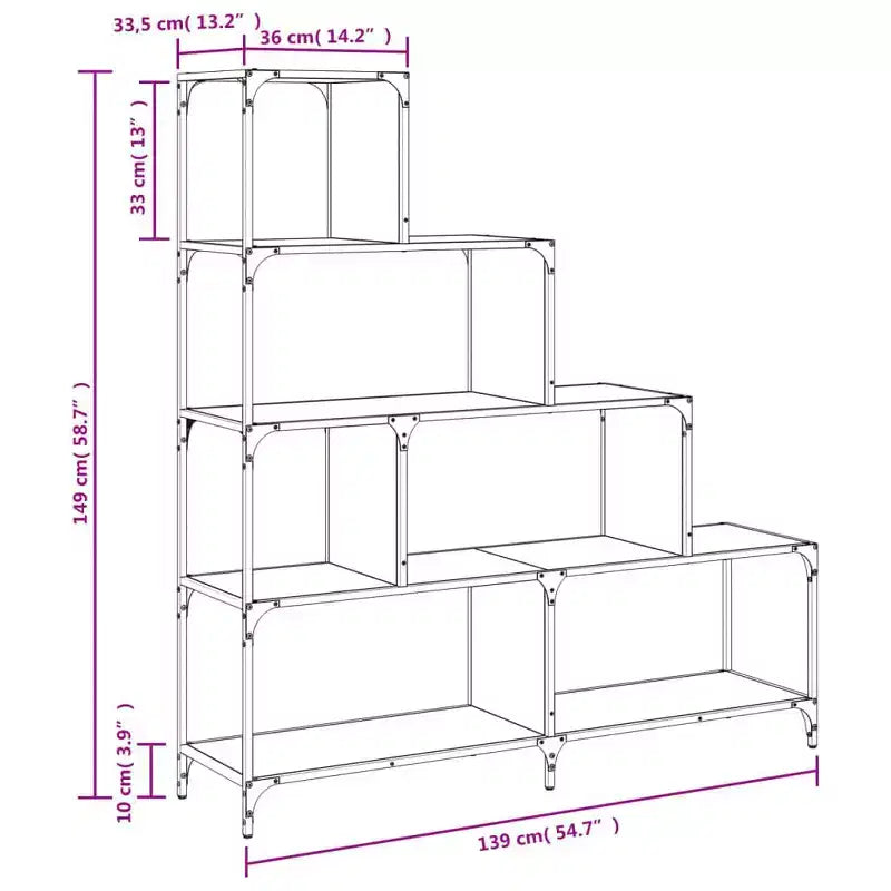 vidaXL Bookcase 4-Stair Storage Bookshelf Display Cabinet Engineered Wood