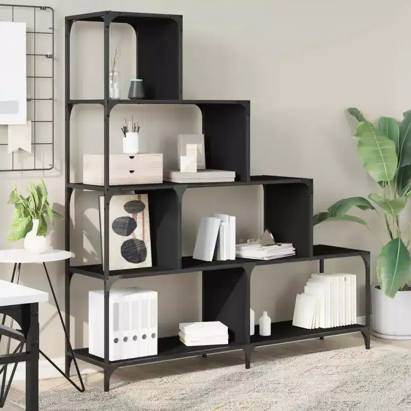 vidaXL Bookcase 4-Stair Storage Bookshelf Display Cabinet Engineered Wood