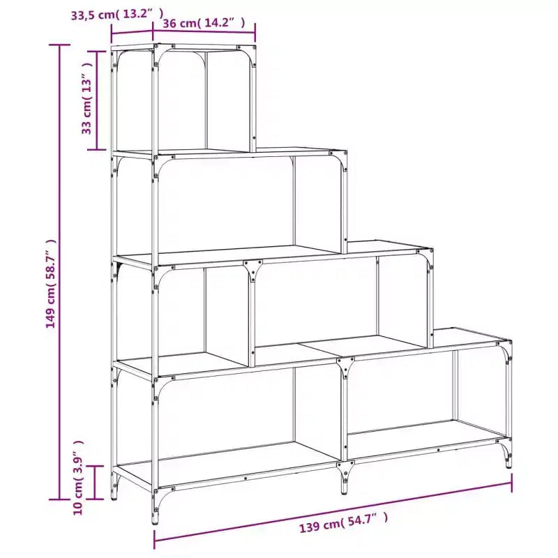 vidaXL Bookcase 4-Stair Storage Bookshelf Display Cabinet Engineered Wood