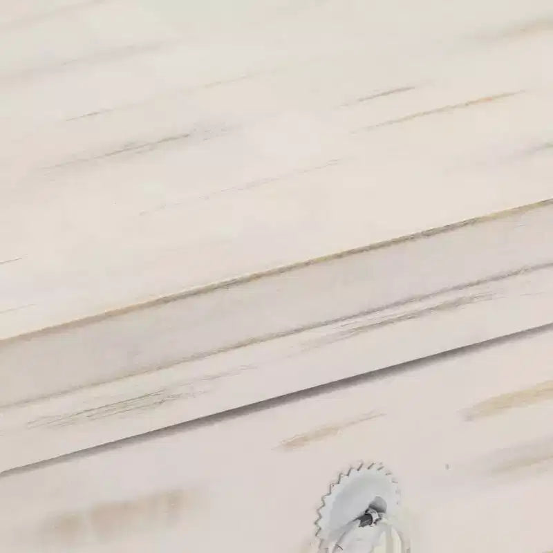 Comodino Bianco 40x30x50 cm Legno Massello di Mango