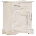 Comodino Bianco 40x30x50 cm Legno Massello di Mango