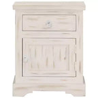 Comodino Bianco 40x30x50 cm Legno Massello di Mango