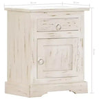 Comodino Bianco 40x30x50 cm Legno Massello di Mango
