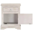 Comodino Bianco 40x30x50 cm Legno Massello di Mango