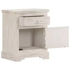 Comodino Bianco 40x30x50 cm Legno Massello di Mango