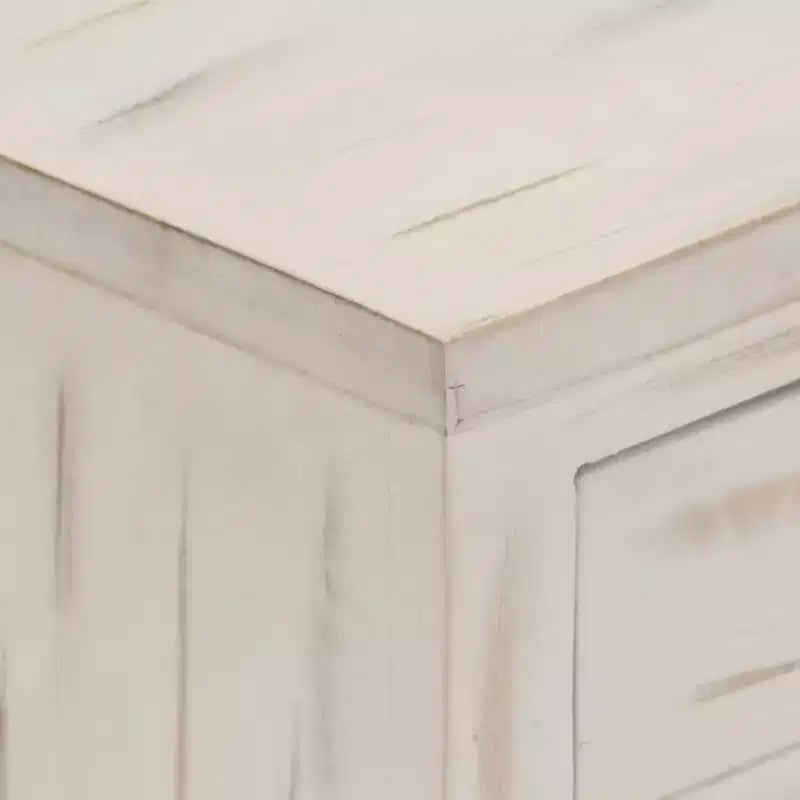 Comodino Bianco 40x30x50 cm Legno Massello di Mango