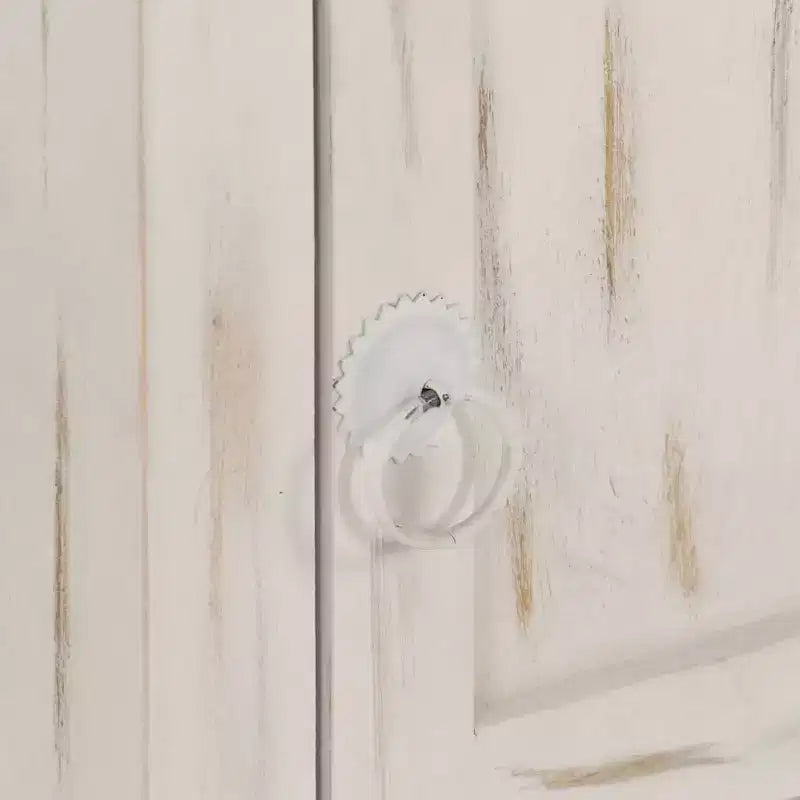 Comodino Bianco 40x30x50 cm Legno Massello di Mango