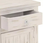 Comodino Bianco 40x30x50 cm Legno Massello di Mango