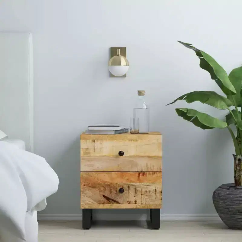 Comodino Comodino medio in legno massello di mango nero