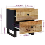 Table de chevet Bois de manguier massif noir Table de chevet moyenne