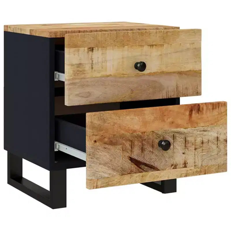 Comodino Comodino medio in legno massello di mango nero