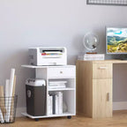 Carrello per stampante mobile, carrello portadocumenti con ruote, ripiano regolabile, cassetto e supporto per CPU