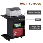 Carrello per stampante mobile, carrello portadocumenti con ruote, ripiano regolabile, cassetto e supporto per CPU